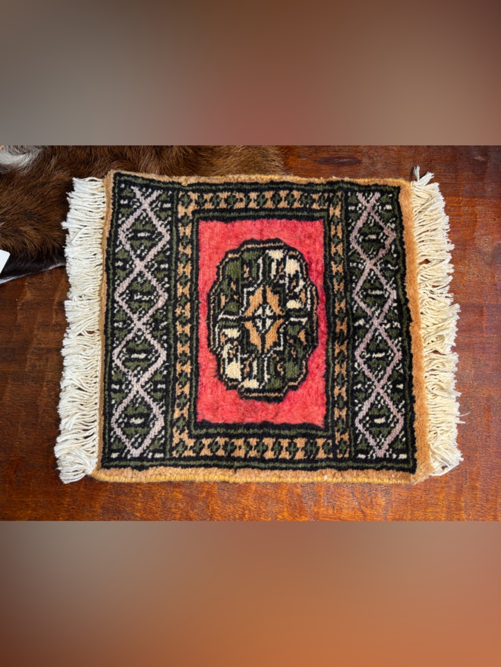 Prayer Rug Handmade Wool Knotted 14 x 11 1/2